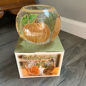 Celebrations Pumpkin Glass Candle Holder